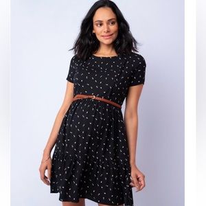 Seraphine Black Dot Tiered Maternity & Nursing Dress